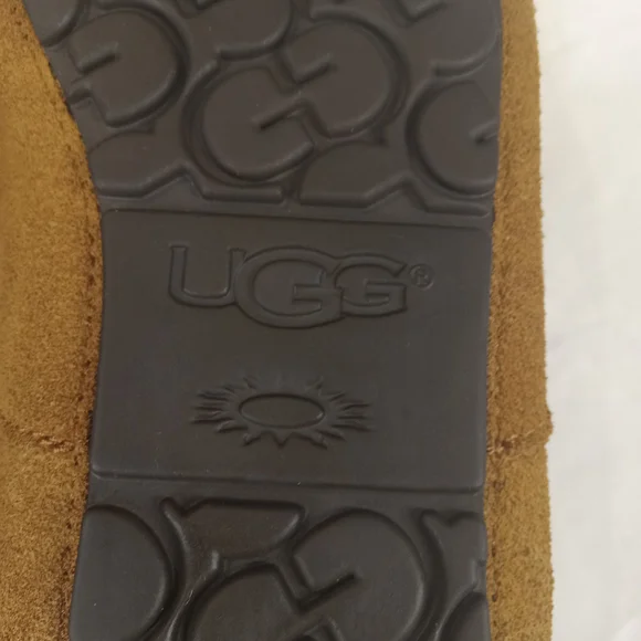 Ugg Alder Slipper Men US 10 Brown Suede Leather Moccasin Slip On Sheepskin Lined - Picture 6 of 11